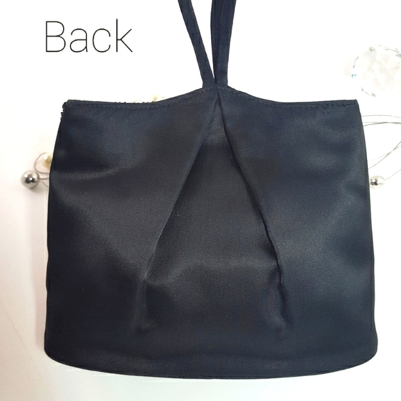 90's UNIPEL💋Black Silky Small Evening Clutch|HandBag|Wristlet|Shoulder Bag - Picture 3 of 10